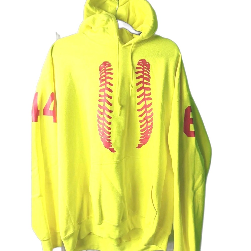 Gildan Softball Yellow Colored Hoodie With Softball Grip Stripes XL